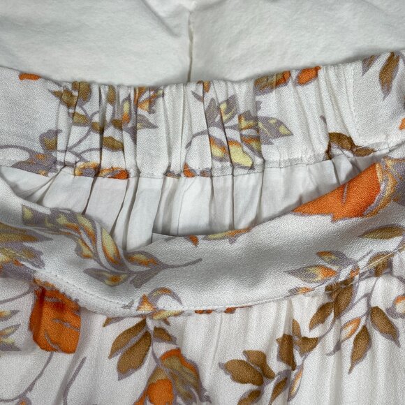Seven Wonders High Waisted Tiered Maxi Skirt White Fall Leaves Cottagecore US 6 - Picture 9 of 16